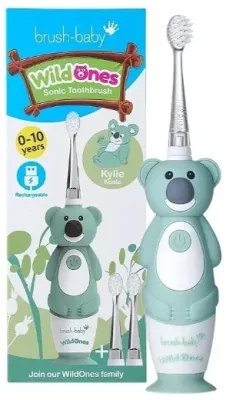 Электрическая зубная щётка детская Brush-Baby WildOnes Kylie Koala, звуковая, с подсветкой, от 0 до 10 лет