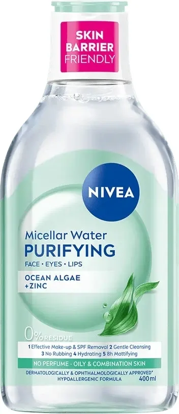 Мицеллярная вода Nivea Purifying Micellar Water с морскими водорослями и цинком, 400 мл