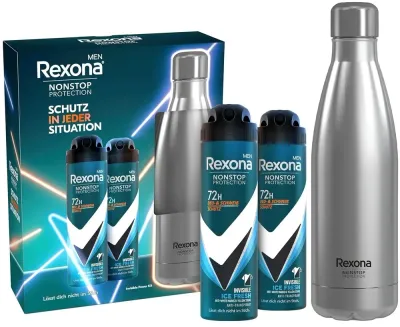 Мужской набор Rexona Men Nonstop Protection Invisible Ice Fresh дезодорант-антиперспирант 2 шт по 150 мл и бутылка для воды