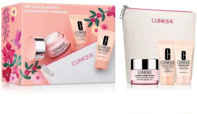 Clinique Moisture Surge All Over Hydration набор увлажняющий для лица и тела: крем 50 мл, маска 30 мл, крем для тела 30 мл, косметичка, подарочный