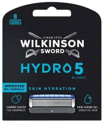 Сменные кассеты для бритвенного станка Wilkinson Sword Hydro 5, 5 лезвий с углеродным покрытием, с триммером, 8 шт
