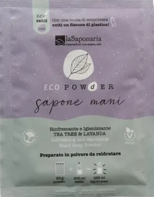 Мыло-пудра для рук La Saponaria EcoPowder с чайным деревом и лавандой, сменный блок, 25 г