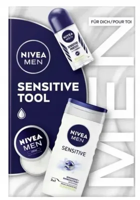 Мужской набор NIVEA Men Strong Power гель для душа для чувствительной кожи дезодорант и крем для лица 250+50+30 мл