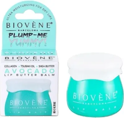 Biovene Plump-Me Yummy! Avocado Lip Butter Balm бальзам для губ с авокадо и коллагеном 8 г, увлажняющий для сухих губ