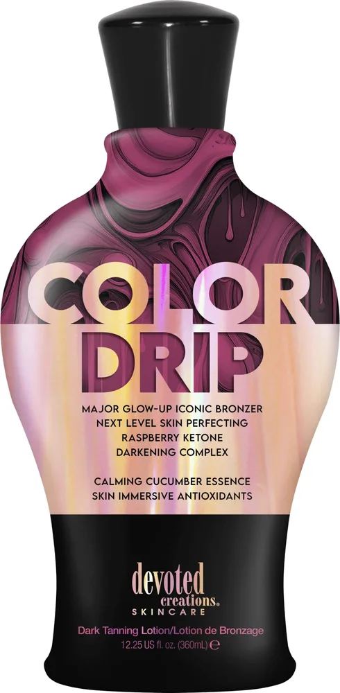 Devoted Creations Color Drip Major Glow Up Iconic Bronzing Lotion бронзирующий лосьон с огурцом и гранатом, 360 мл
