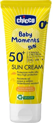 Chicco Baby Moments Sun Cream крем солнцезащитный детский SPF50+ 75 мл, водостойкий санскрин для детей