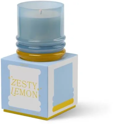 Свеча ароматическая Paddywax Zesty Lemon в сине-жёлтом стекле, с крышкой, 198 г