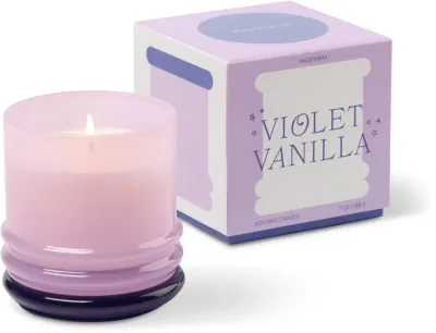 Свеча ароматическая Paddywax Violet Vanilla Lavendar в тёмно-фиолетовом стекле, с крышкой, 198 г