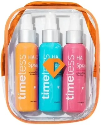 Timeless Skin Care Mini Hydrating Peptide Spray Summer Set набор спреев для лица 3 x 60 мл, косметичка — увлажняющие мисты с гиалуроновой кислотой и пептидами