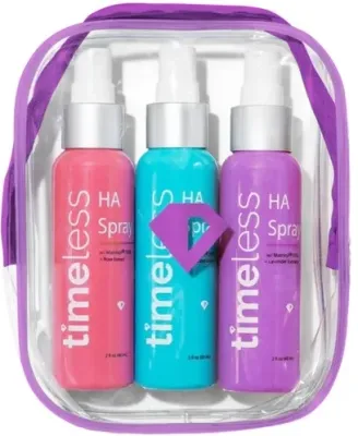 Timeless Skin Care Fall набор мини-спреев для лица и тела с гиалуроновой кислотой и пептидами Matrixyl 3000: лаванда, огурец, роза, 3 х 60 мл