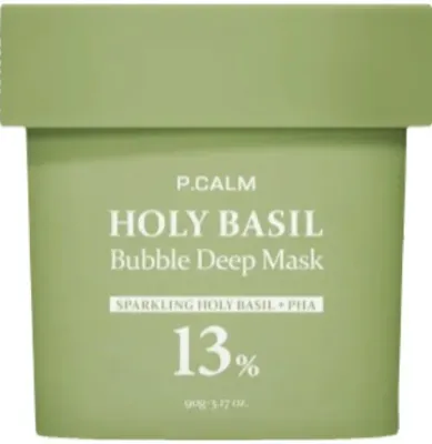 P.Calm Holy Basil Bubble Deep Mask кислородная пузырьковая маска для лица, глиняная, очищающая поры, с базиликом и PHA, 90 г