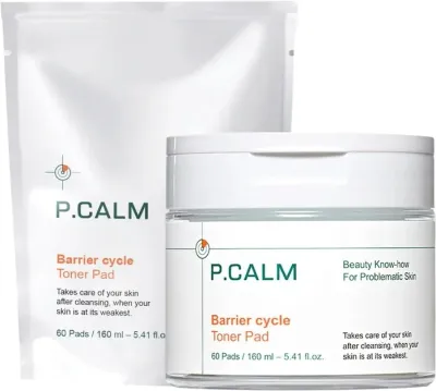 P.Calm Barrier Cycle Toner Pad Refill Set успокаивающие тонер-пэды для лица для чувствительной кожи 60 шт. + сменный блок 60 шт