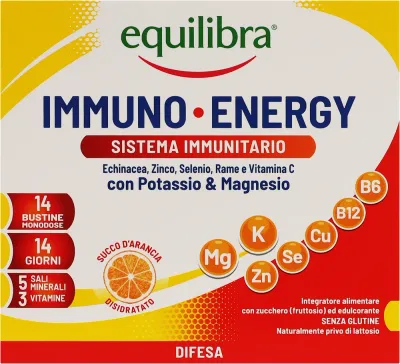 БАД Equilibra Immuno Energy Potassium Magnesium, калий и магний, в саше, 14 шт