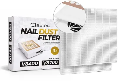 Фильтр для пылесборника Clavier Nail Dust Filter, для моделей V8400 и V8700, кассетный, 3 шт