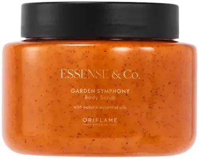 Oriflame Essense and Co Garden Symphony скраб для тела с гранулами миндальной скорлупы, аромат розы и сандала 250 мл