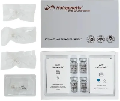 Набор для мезотерапии кожи головы Hairgenetix Hair Meso-Infusion System Box 1 Month с мезо-штампом и 4 флаконами сыворотки