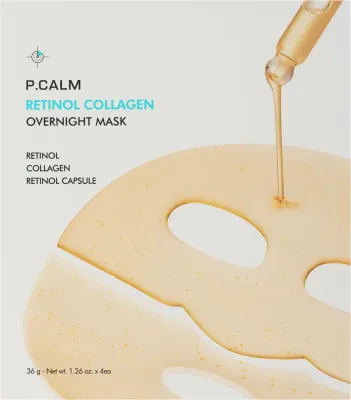Маска для лица гидрогелевая P.CALM Retinol Collagen Overnight Mask ночная, с ретинолом и коллагеном, сужающая поры, 4 шт. по 36 г