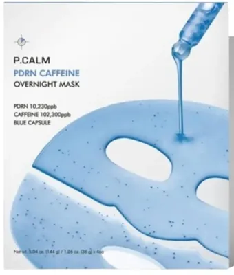 Маска для лица гелевая P.Calm PDRN Caffeine Overnight Gel Mask ночная, восстанавливающая, с PDRN и кофеином, 4 шт