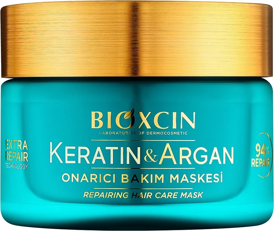 Восстанавливающая маска для волос Bioxcin Keratin & Argan, гидролизованный кератин, аргановое масло, комплекс трав, биотин, 225 мл