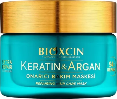 Восстанавливающая маска для волос Bioxcin Keratin & Argan, гидролизованный кератин, аргановое масло, комплекс трав, биотин, 225 мл