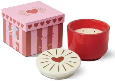 Свеча ароматическая Paddywax Charmed Heart Wild Fig and Rose с керамической крышкой, 2 фитиля, 226 г