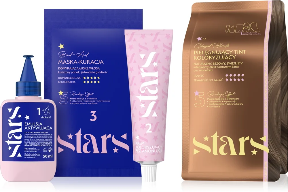Stars from The Stars Stars - Набор для окрашивания волос Stars крем-краска 50 мл эмульсия 50 мл маска 40 мл накидка перчатки и кисть, оттенок Glazed Blonde