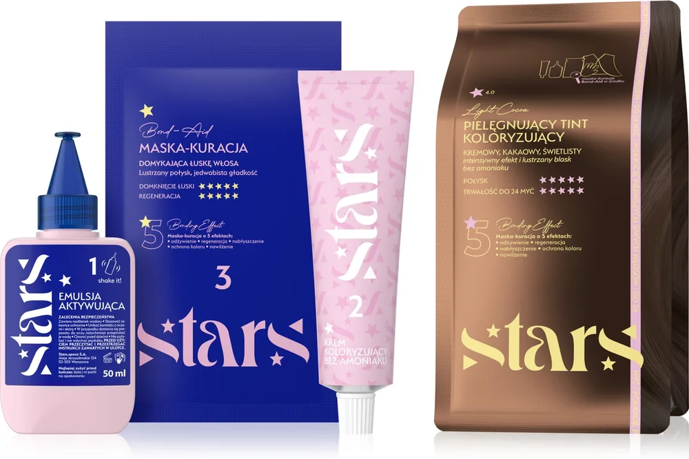 Stars from The Stars Stars - Набор для окрашивания волос Stars крем-краска 50 мл эмульсия 50 мл маска 40 мл накидка перчатки и кисть, оттенок Light Cocoa