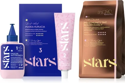 Stars from The Stars Stars - Набор для окрашивания волос Stars крем-краска 50 мл эмульсия 50 мл маска 40 мл накидка перчатки и кисть, оттенок Milk Chocolate
