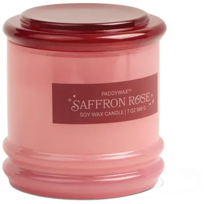 Свеча ароматическая Paddywax Stacked Saffron and Rose в розовом стекле, с крышкой, 198 г