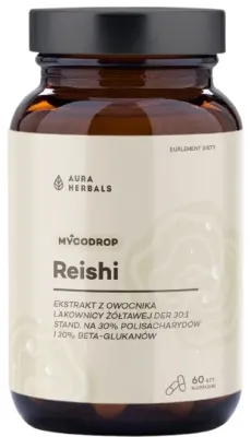 Экстракт гриба рейши, БАД Aura Herbals Mycodrop Reishi, 60 шт