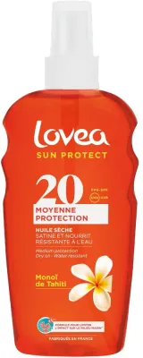 Масло для тела сухое Lovea Sun Protect Dry Oil SPF 20 с монои де Таити для загара 150 мл