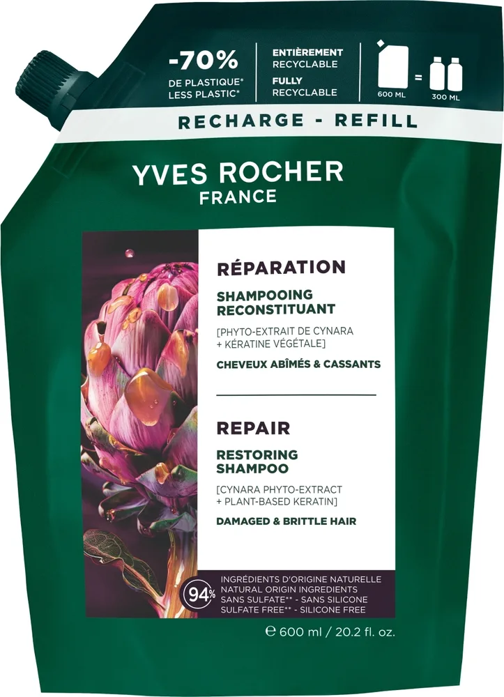 Шампунь Yves Rocher восстанавливающий с экстрактом артишока, без сульфатов, 600 мл