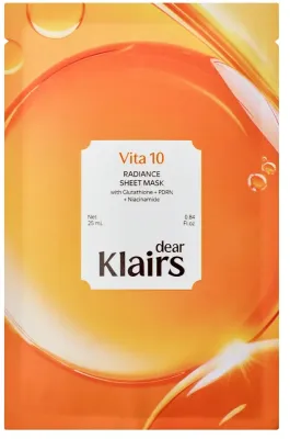 Тканевая маска для лица с 10 витаминами и PDRN Dear Klairs Vita 10 Radiance Sheet Mask