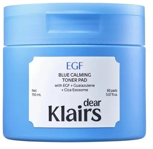 Пэды для лица Dear Klairs EGF Blue Calming Toner Pad тонизирующие, двусторонние, 60 штук