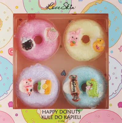 Love Skin Happy Donuts Galaxy набор бомбочек для ванны 4 x 60 г, шипучие ароматические шары Галактика и шоколадный кекс