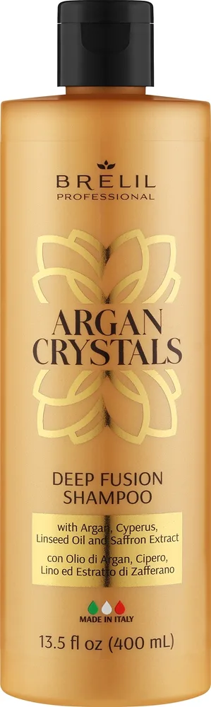 Шампунь Brelil Argan Crystals с маслом льна и экстрактом шафрана для блеска, 400 мл