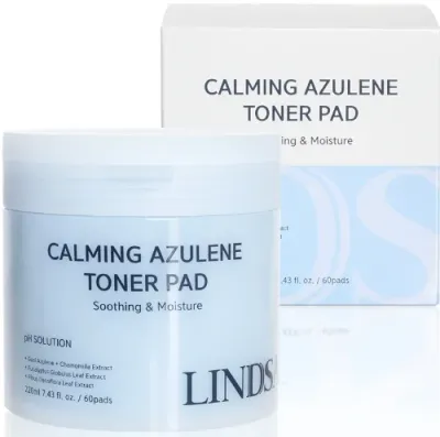 Lindsay Calming Azulene Toner Pad пэды для лица тонизирующие успокаивающие с азуленом, для чувствительной кожи, 60 шт