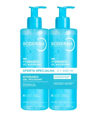 Bioderma Hydrabio Gel Moussant набор мицеллярных гелей для умывания увлажняющих, для обезвоженной и чувствительной кожи, 2 шт. по 400 мл
