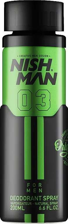 Дезодорант-спрей Nishman 03 For Men Deodorant Spray мужской, быстросохнущий, 200 мл