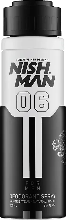 Дезодорант-спрей мужской Nishman 06 For Men с защитой от пота и свежим ароматом, 200 мл