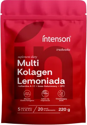 Мульти коллаген с гиалуроновой кислотой, клубника, БАД Intenson Multi Collagen Lemoniada, 220 г