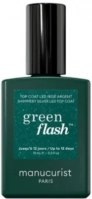 Топ для гибридного лака Manucurist Green Flash Shimmery Top Coat, мерцающий, 15 мл, оттенок Shimmery Silver
