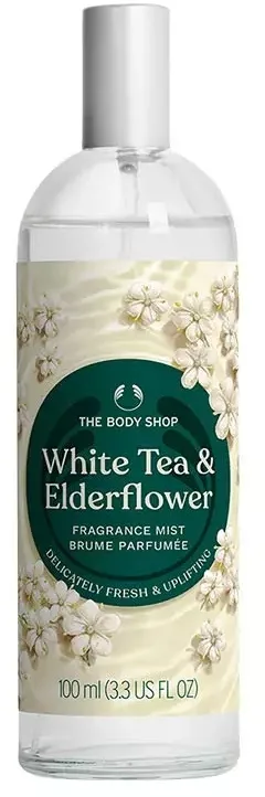 The Body Shop White Tea and Elderflower мист для тела парфюмированный 100 мл, спрей для тела белый чай и бузина
