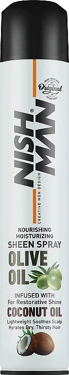 Спрей для волос Nishman Olive Oil Sheen Spray Coconut Oil придающий блеск, финишный, 400 мл