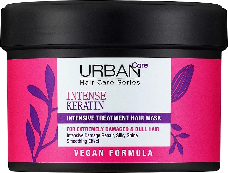 Маска для волос Urban Care Intense & Keratin, растительный кератин, протеины сои, кукурузы и пшеницы, для повреждённых волос, 230 мл
