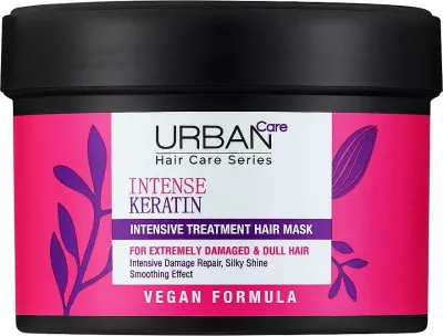Маска для волос Urban Care Intense & Keratin, растительный кератин, протеины сои, кукурузы и пшеницы, для повреждённых волос, 230 мл