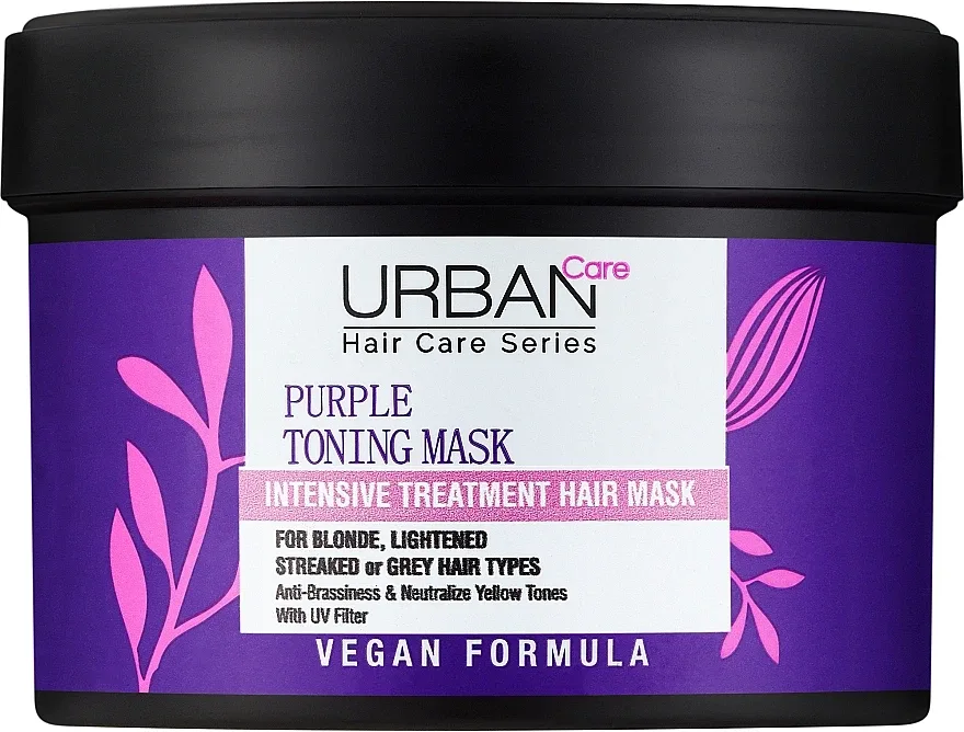 Тонирующая фиолетовая маска для светлых волос Urban Care Purple Intense, растительный кератин, нейтрализация жёлтого оттенка, 230 мл