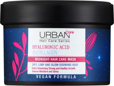 Маска для волос Urban Care Hyaluronic Acid Collagen Midnight Hair Care Mask, ночная, наносится на ночь