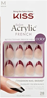Накладные ногти Kiss Salon Acrylic French, medium, 28 шт