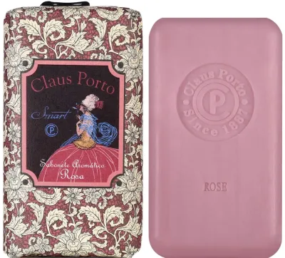 Claus Porto Smart Rose мыло парфюмированное Роза, твёрдое кусковое мыло с ароматом розы, 50 г